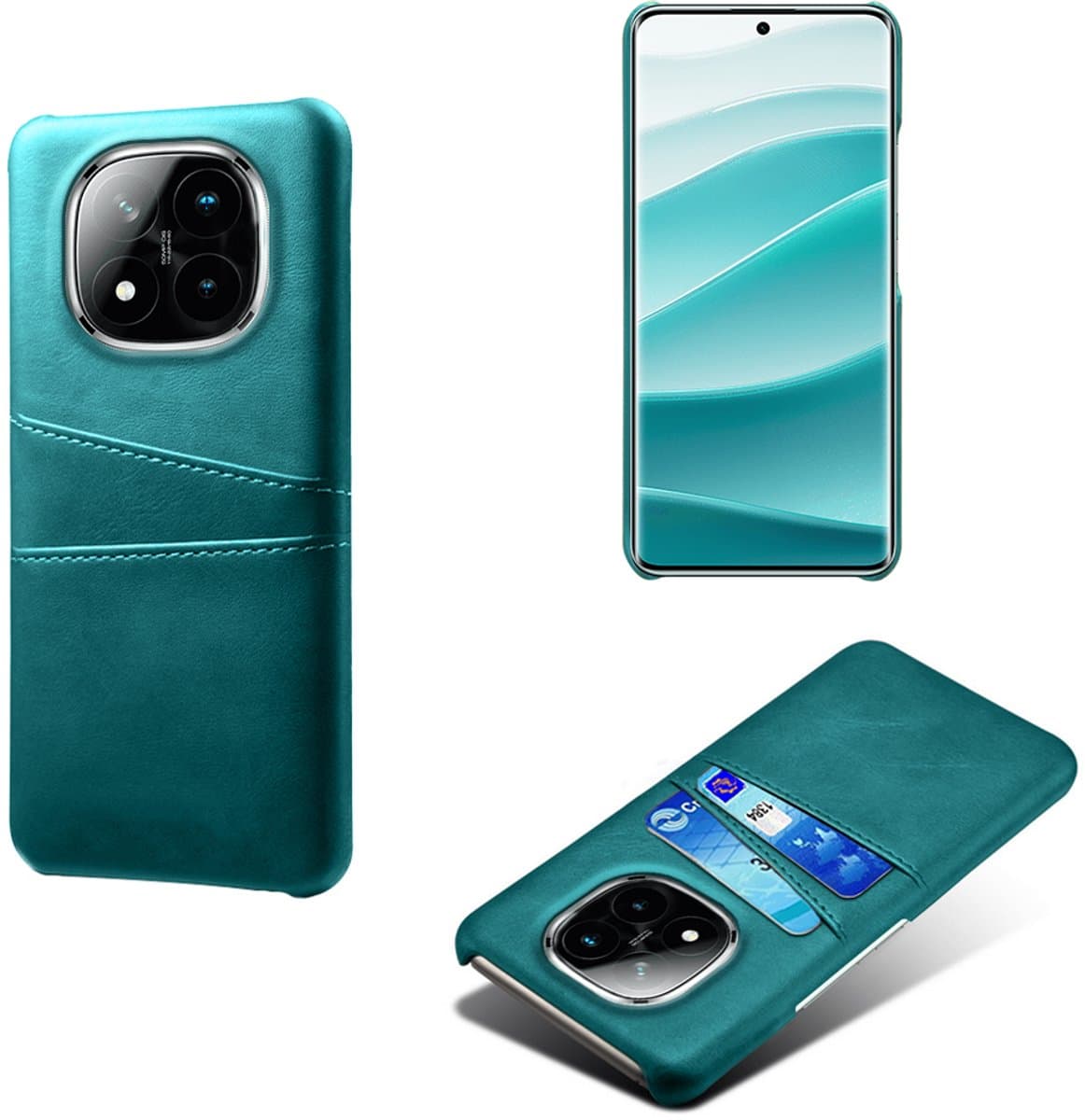 Backcover met Opbergvakjes + Screenprotector voor Xiaomi Redmi Note 14 Pro+ 5G _ Groen