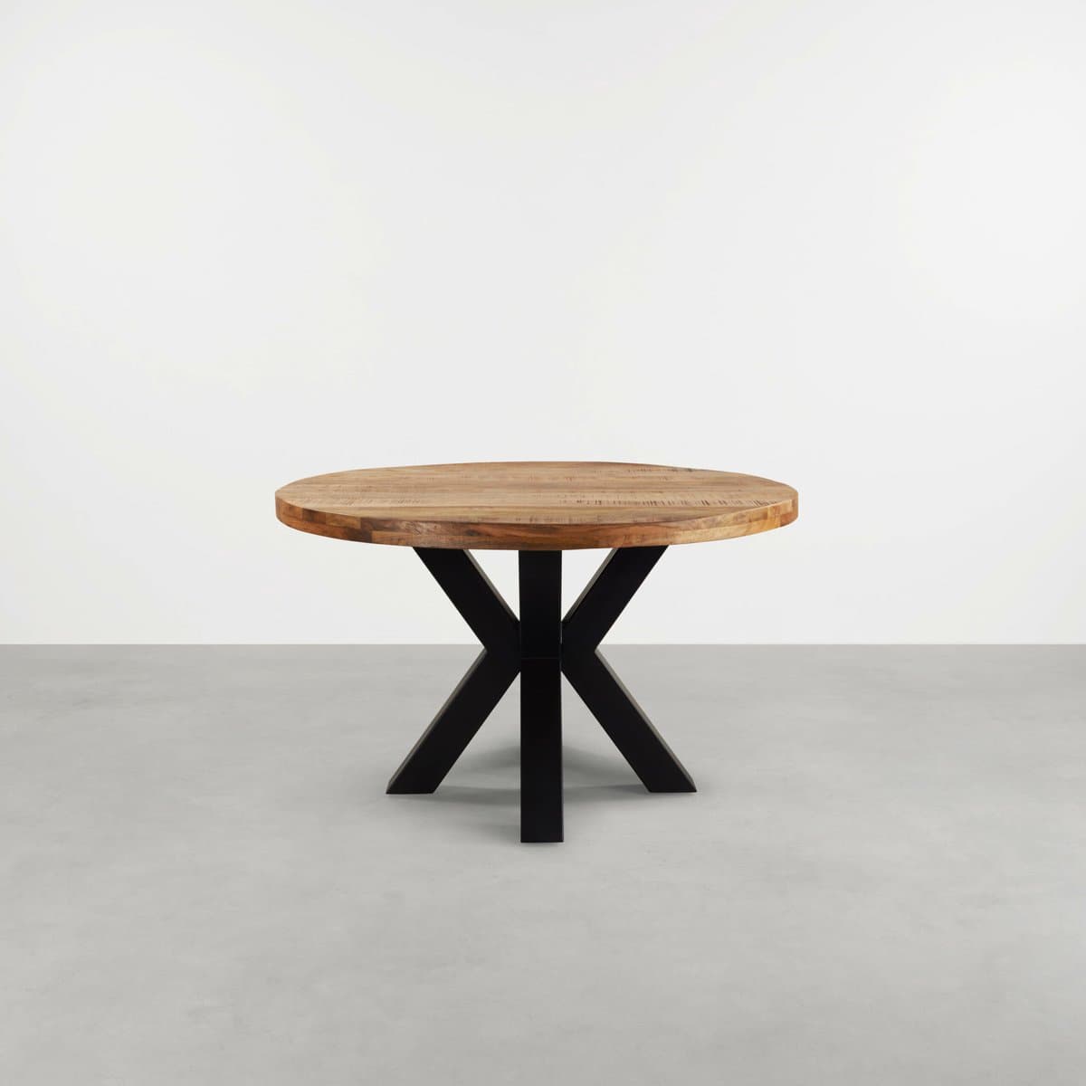 Ronde eettafel 140 cm mangohout glad rond 76cm 6cm dik blad