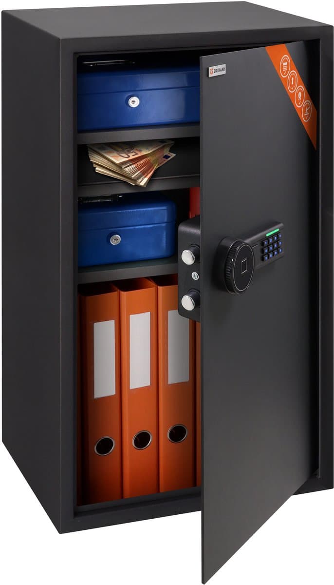 Brihard BUSINESS XXL - biometrische kluis - 1 stuk - titanium grijs met vingerafdruk en code slot