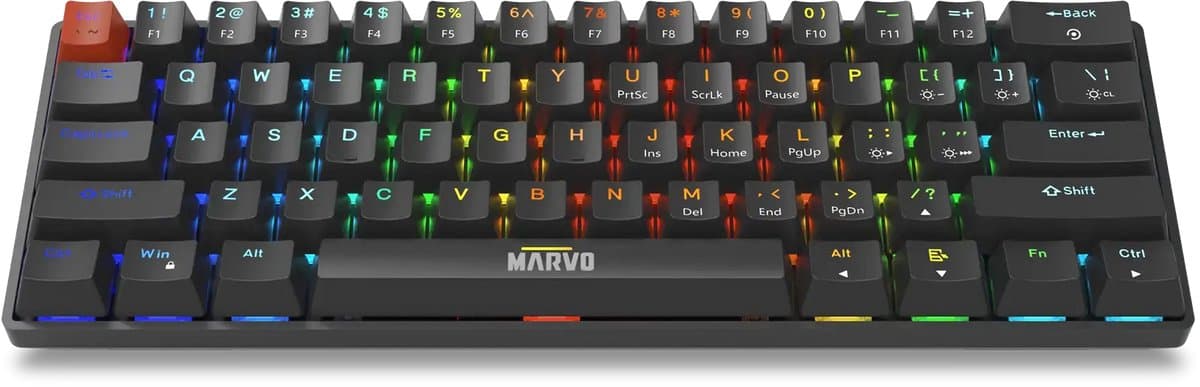 Marvo Saber 61 Black – Mechanisch 60%-toetsenbord voor high-performance toepassingen