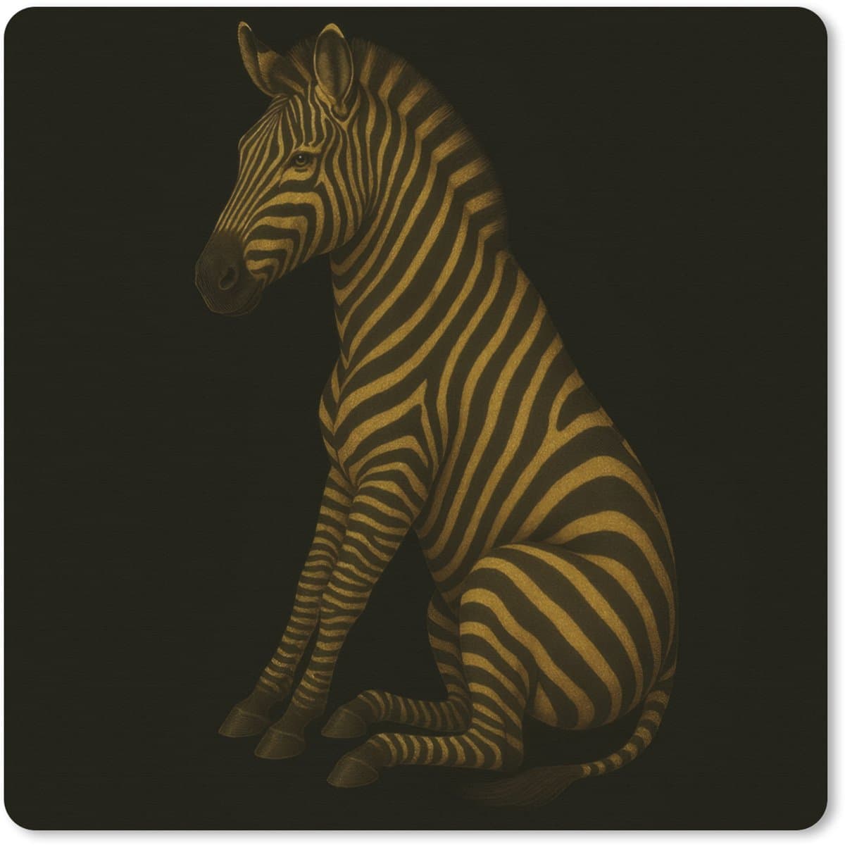 Muismat XXL 60x60 cm - Bureau onderlegger - Bureau mat Zebra - Strepen - Goud - Bureaumat - Gaming mousepad xl - Bureaulegger groot - Computer deskmat