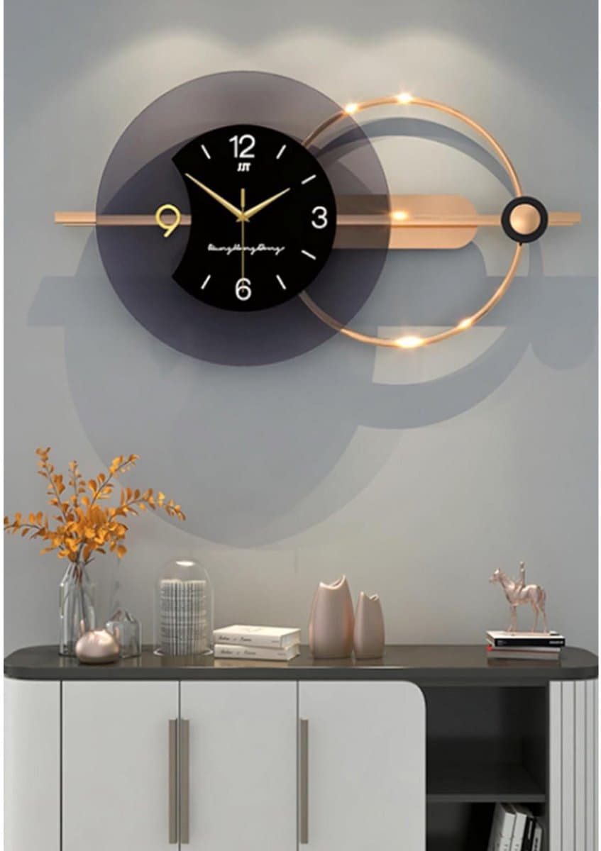 DailySupplies® Klok - Wandklok Modern - Klokken - Industrieel - Grijs en Goud