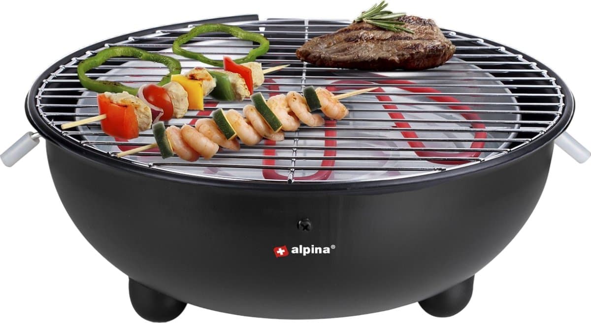 Alpina elektrische tafel binnen grill - Anti-aanbak grillplaat - Instelbare temperatuur - Verwijderbare platen