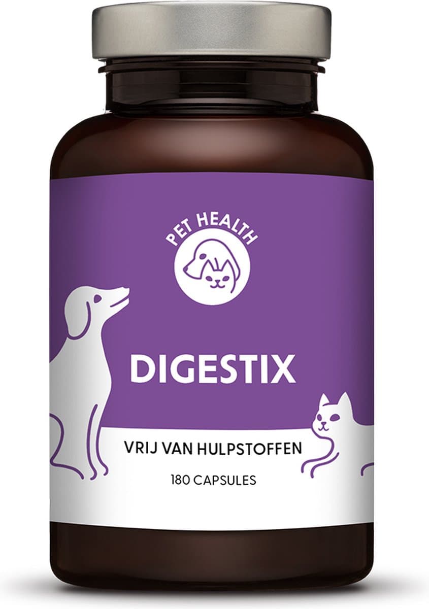 Pet Health - Digestix® - 180 capsules - Enzymen voor ondersteuning aan de spijsvertering - Voor Kat & Hond