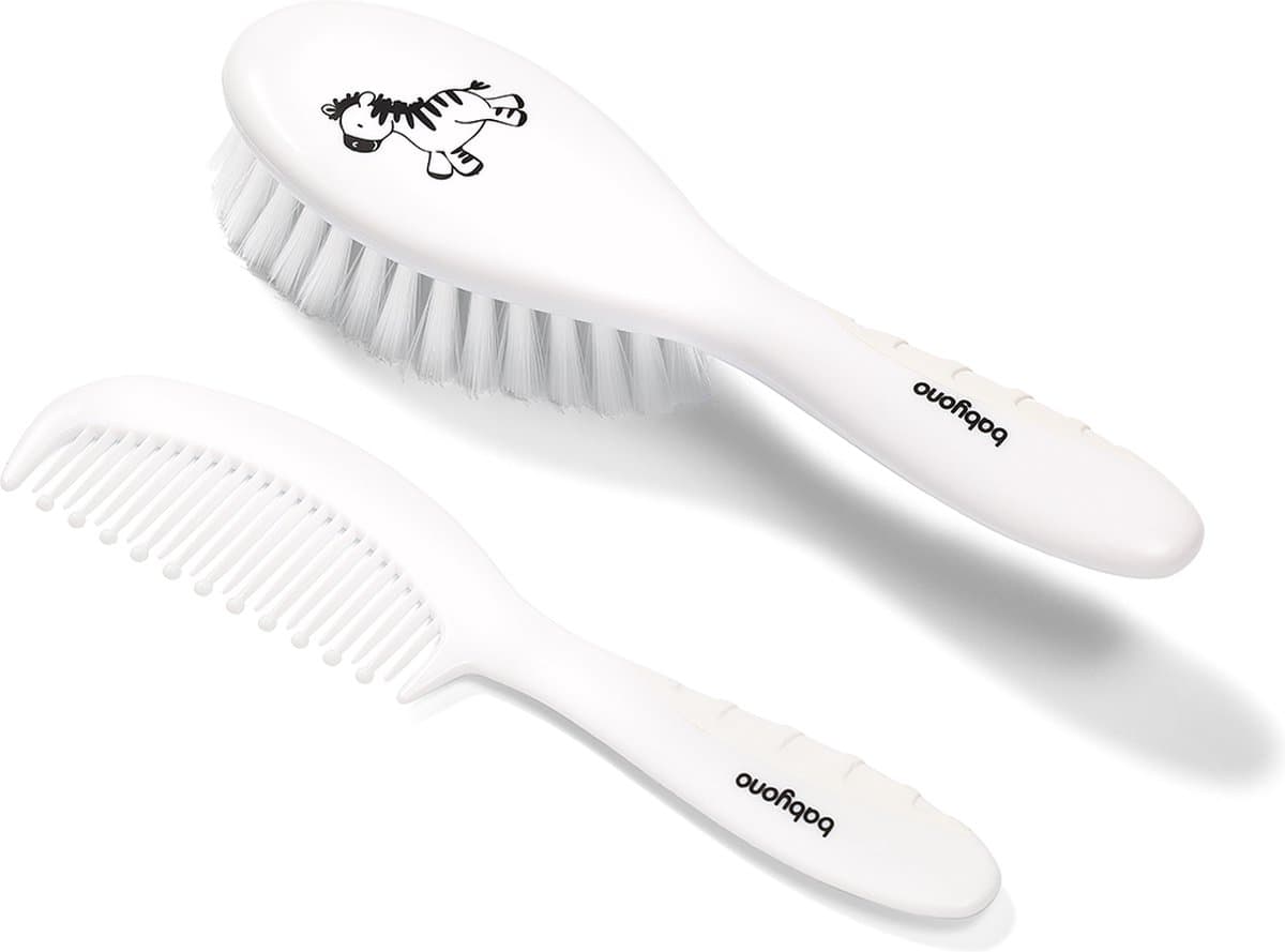 Babyono - haarborstel en kam - babyborstel - SET - Zachte haren - wit