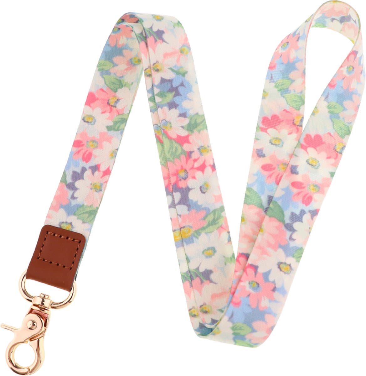 DW4Trading Sleutelkoord Frisse Bloemen Pastelkleuren - Sleutelhanger - Keycord - Lanyard - Lengte 45 cm