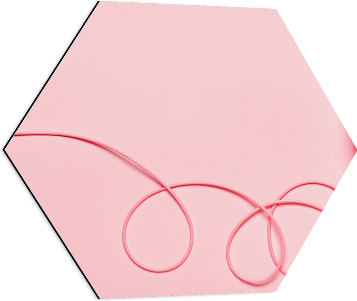 Dibond Hexagon - Roze Koptelefoon tegen Roze Achtergrond - 60x52.2 cm Foto op Hexagon (Met Ophangsysteem)