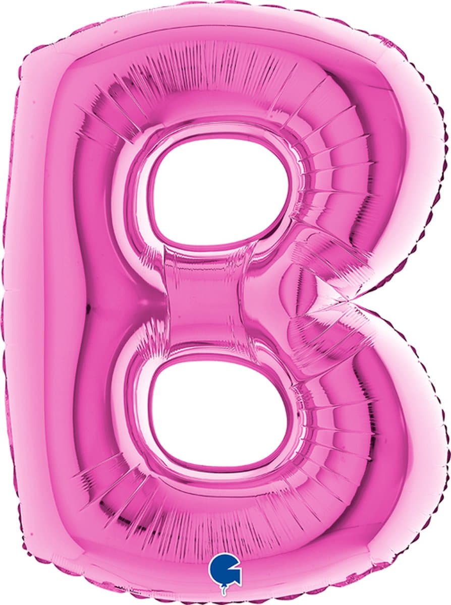 Folieballon 100cm letter B - fuchsia roze