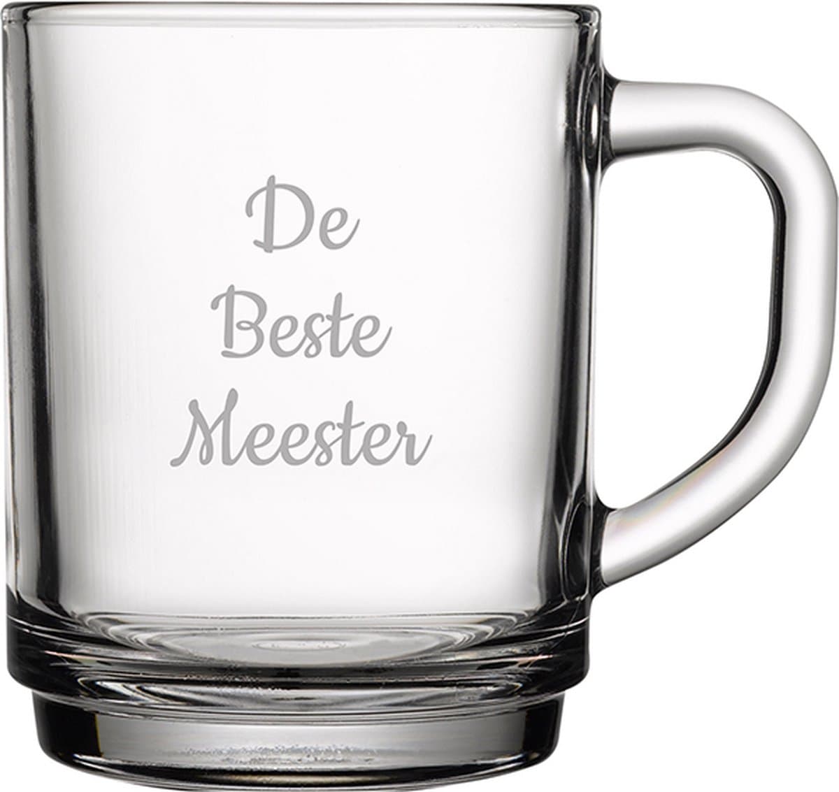 Gegraveerde theeglas 25,5cl De Beste Meester