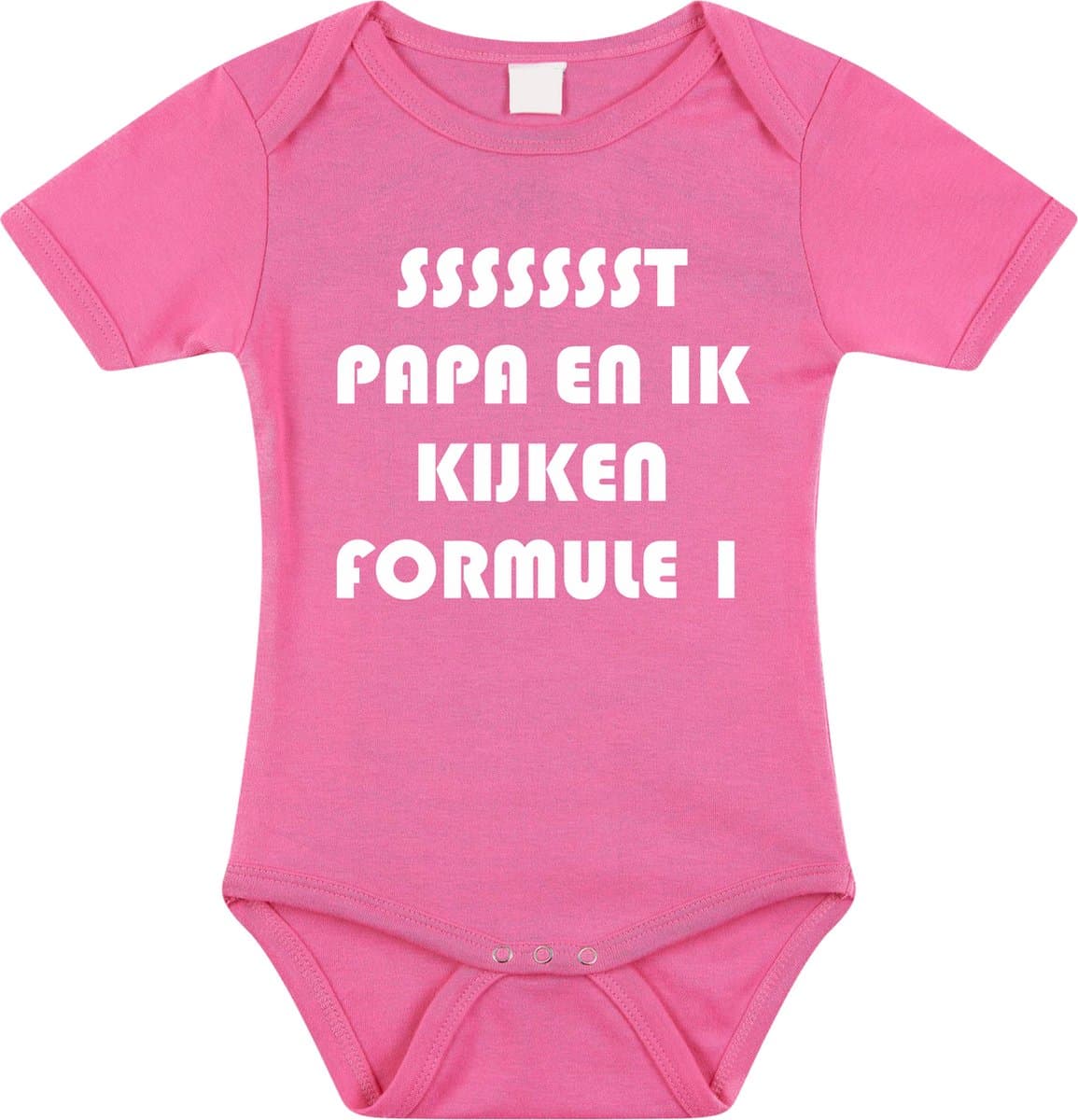 Rompertjes baby - papa en ik kijken formule 1- baby kleding met tekst - kraamcadeau jongen - maat 56 roze