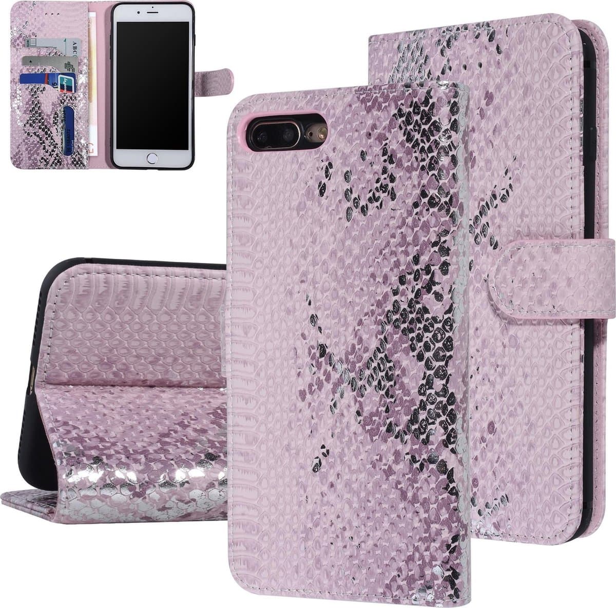 UNIQ Accessory Roze Slangenleer hoesje voor iPhone 7-8 Plus - Book Case