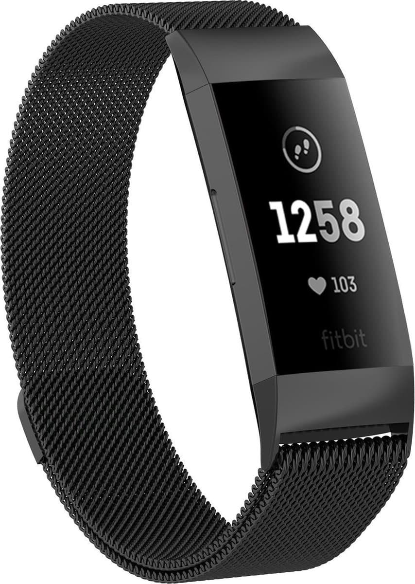 Milanees bandje - Fitbit Charge 4 Bandje - Zwart - Athletix