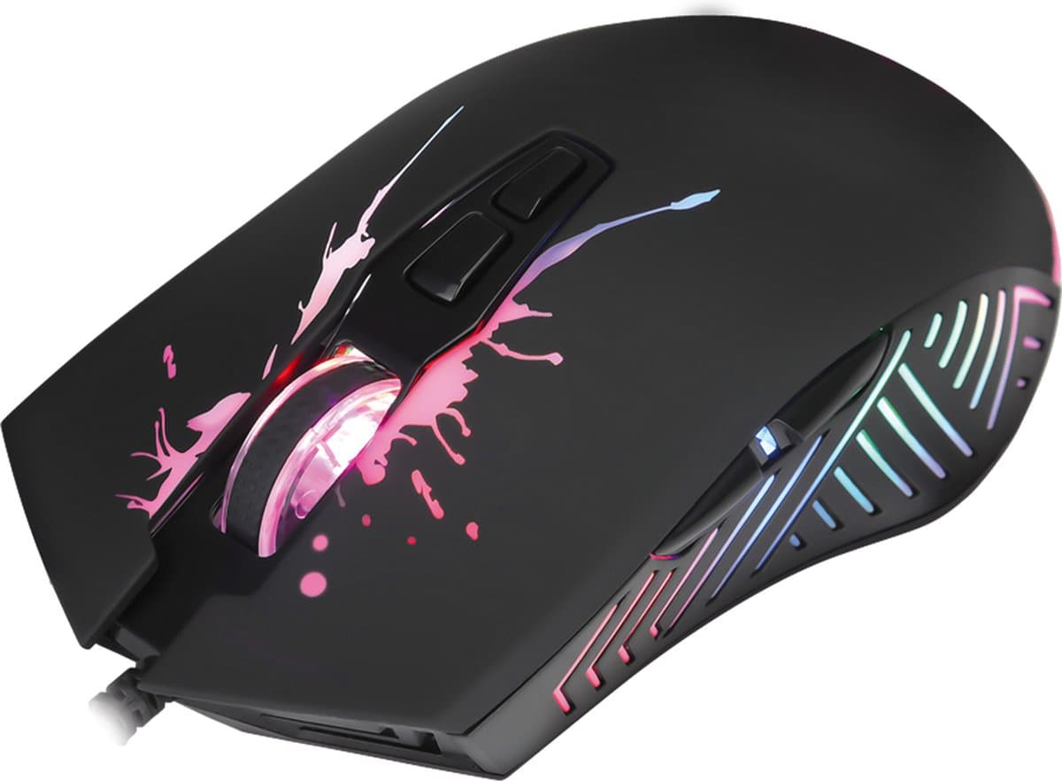 VARR RGB Gaming muis VGM-B05, 1200-7200 dpi instelbaar, RGB Warrior Black, USB 1,5 meter gevlochten, 7 button, IC: 704F RGB