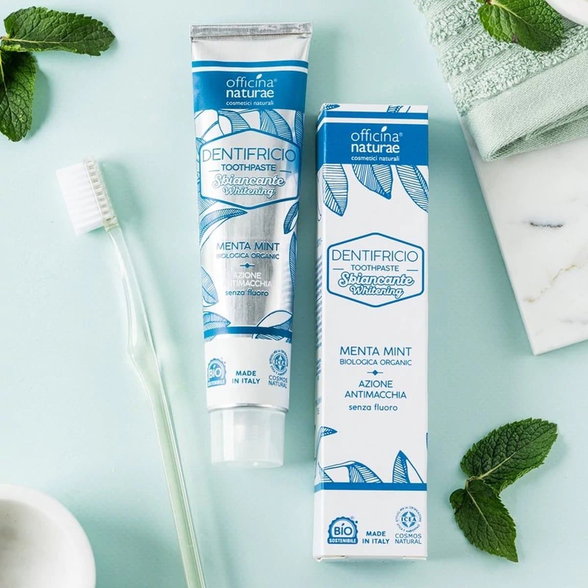 Biologische Tandpasta Whitening fluoridevrij - bio tandpasta voor witte tande - zonder Fluoride - 75 ml - Officina Naturae