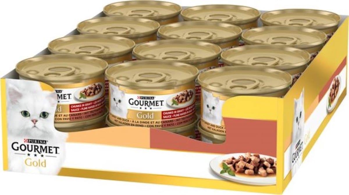 24x Gourmet Gold - Fijne Hapjes Kalkoen & Eend - Kattenvoer - 85g