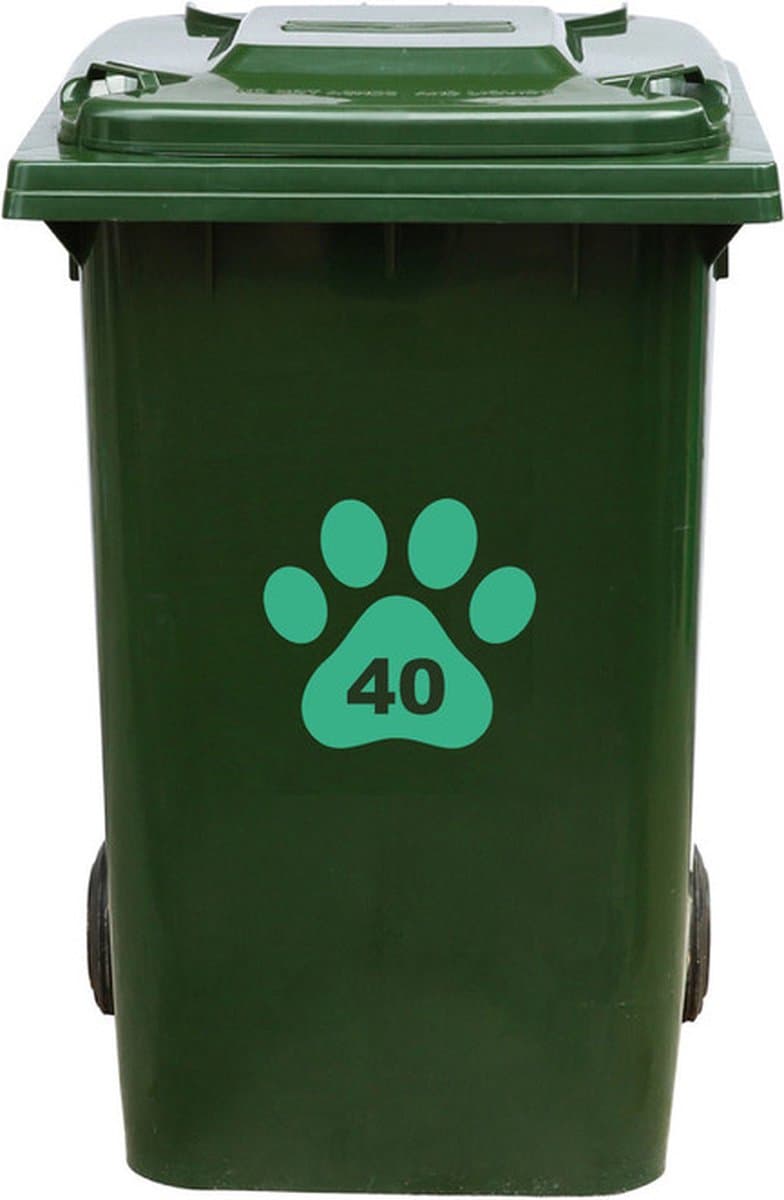Kliko Sticker / Vuilnisbak Sticker - Hondenpoot - Nummer 40 - 18x16,5 - Mint