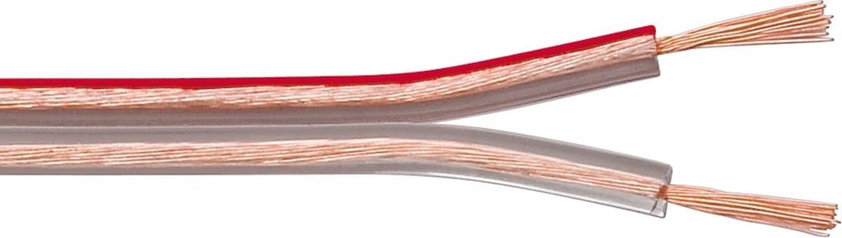 Luidspreker kabel (CCA) - 2x 2,50mm² / transparant - 20 meter
