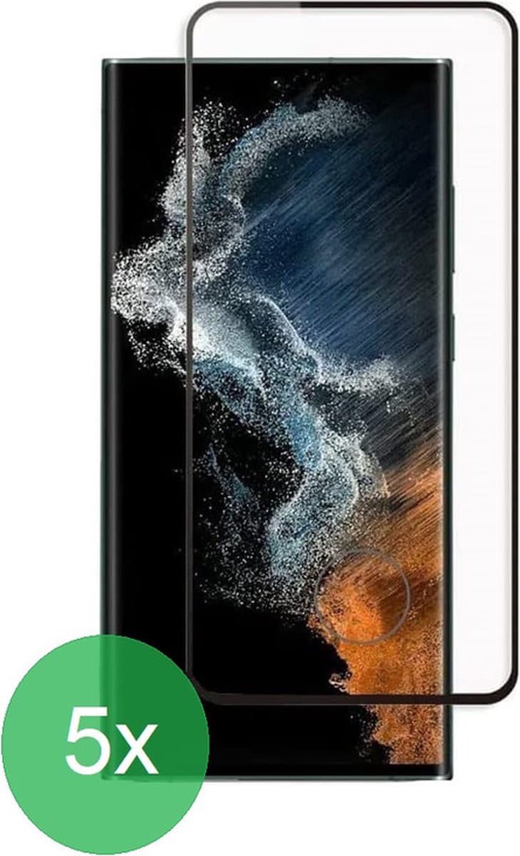 Geschikt Voor: Samsung Galaxy S22 Ultra Full Screenprotector 5x - screen protector - volledige glas - bescherming - beschermglas - ZT Accessoires