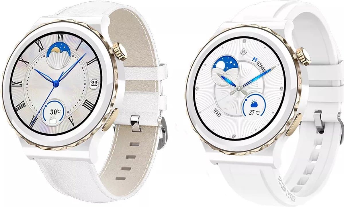 Darenci Smartwatch Snow Fit - Smartwatch heren -Activity Tracker-  fit -Touchscreen -Bluetooth bellen -Bluetooth muziek -Met extra bandje -Horloge -Stappenteller -Bloeddrukmeter -Verbrande calorieën -Zuurstofmeter -Spatwaterdicht -Wit/Goud