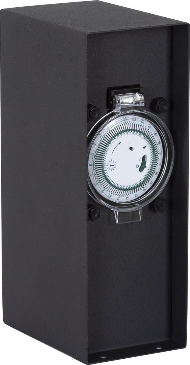 KS Verlichting - tuinstopcontact - Charge - timer - buitenstopcontact - zwart - waterdicht - 2 stopcontact - paal