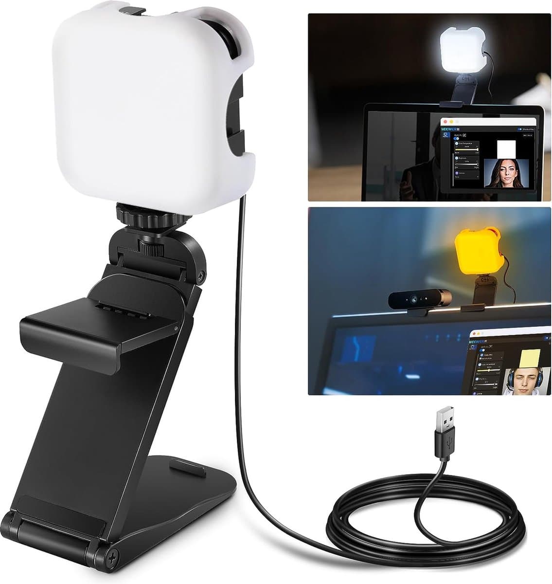 79 c -Professionele LED Streamlight met Mac/PC APP-besturing, 2-in-1 Monitorbevestiging & Statief, Ultraheldere 2900K-7000K Breedbeeld USB Computer Webcamverlichting voor Streaming, Zoom Vergadering, PL81 PRO