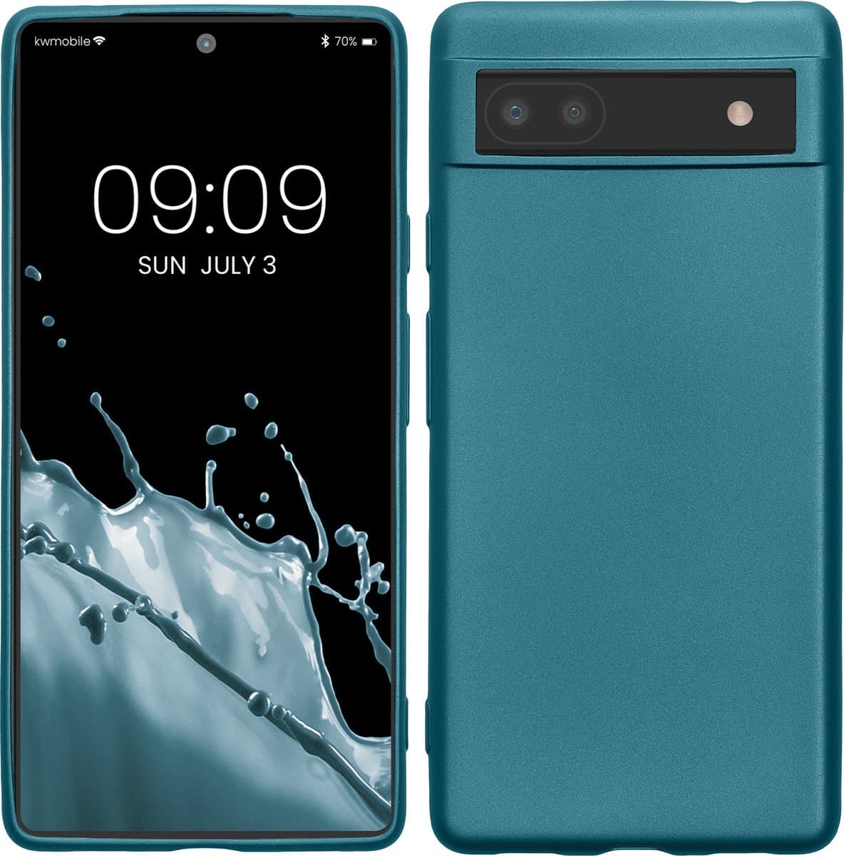 kwmobile telefoonhoesje geschikt voor Google Pixel 6a - Hoesje voor smartphone - Back cover in Metallic carabisch blauw