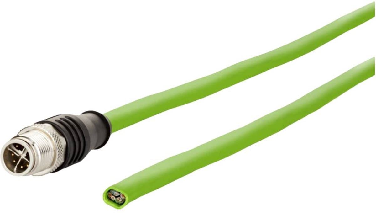 Metz Connect 142M2X10050 M12 Netwerkkabel, patchkabel CAT 6A S/FTP 5.00 m Groen PUR-mantel, Zuurbestendig, Ozonbestendi