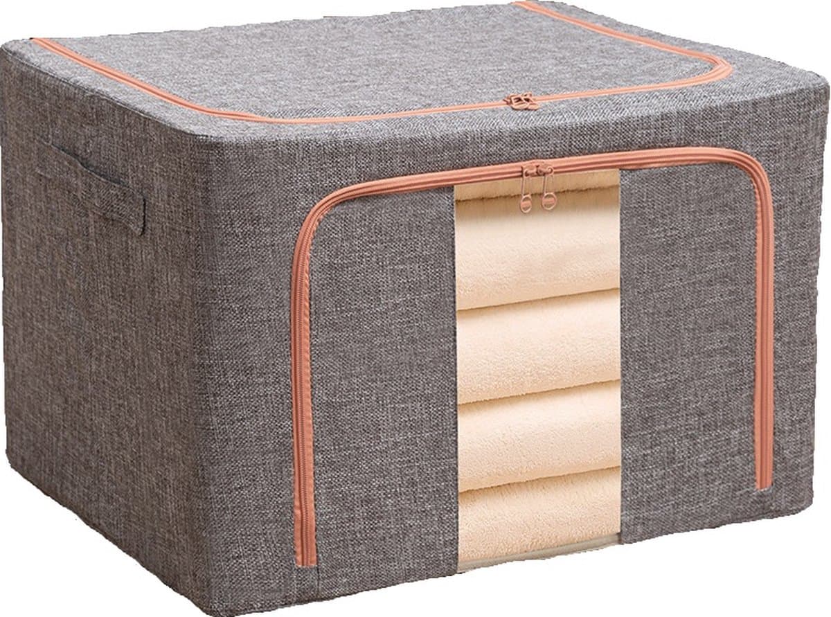 SUNMOOL - Opbergzakken - Opbergzak Organizer - Opbergtas en Organiser voor Dekbed en Kleding - Opvouwbaar - Stevige Framestapels - 40x30x20cm -24L - Grijs - 1 Stuk