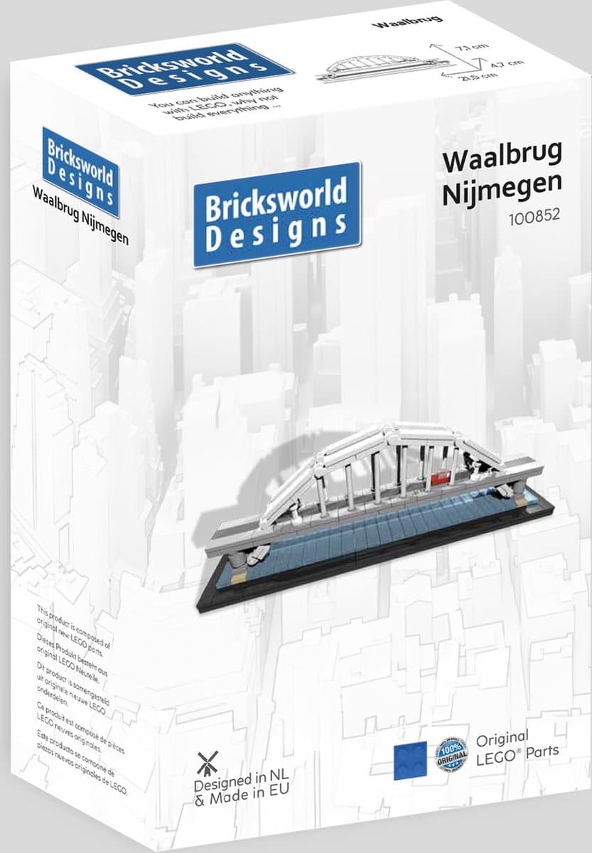 Bricksworld BOC-ARC-WAA Architectuur Landmark Nijmegen Waalbrug. Samengesteld uit originele nieuwe LEGO® onderdelen.