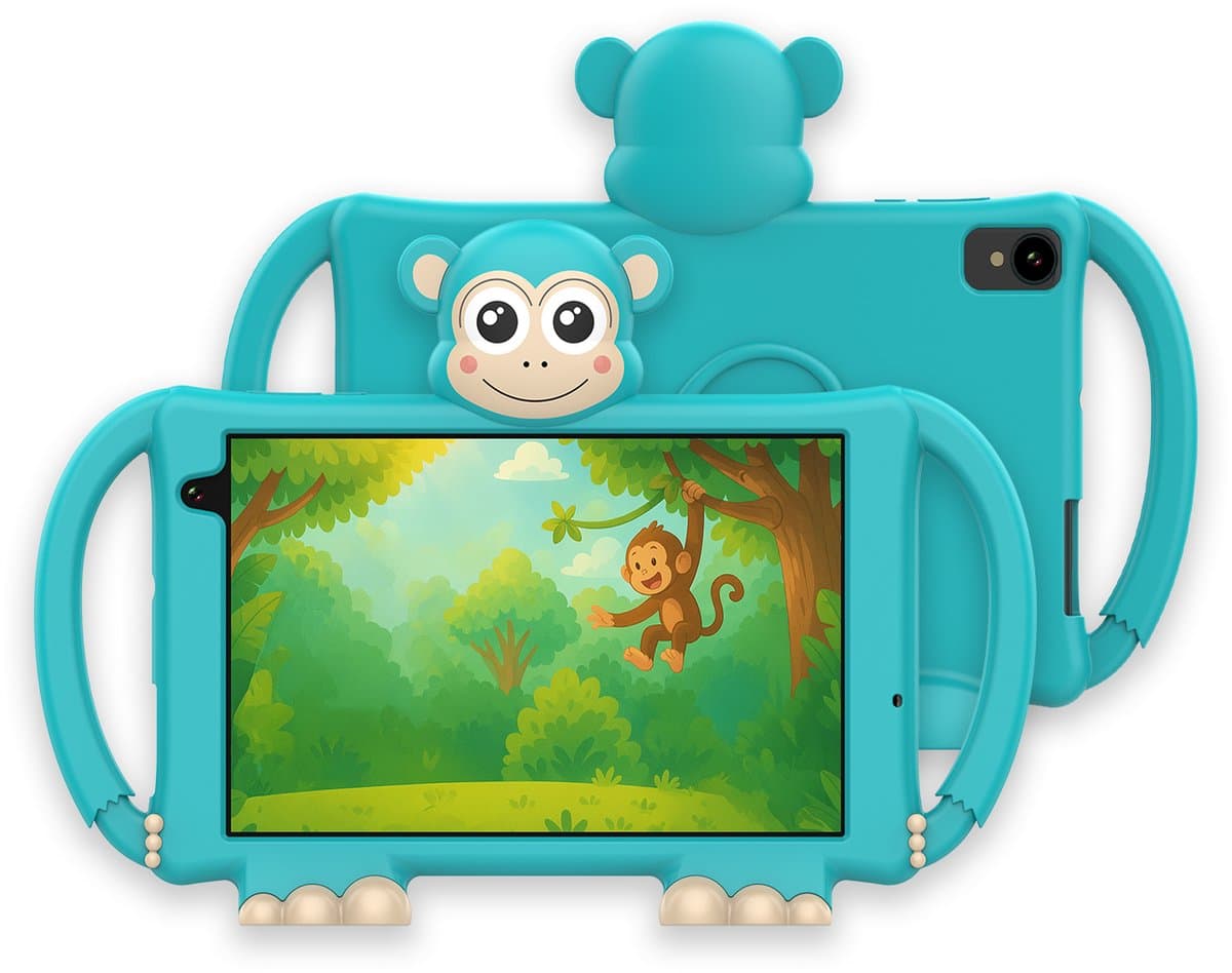 Buddy Kindertablet - 8 Inch Android 15 - Educatieve Tablet - 4GB RAM - 64GB + 256GB - Silicone Hoes - Ouderlijk Toezicht - Kidjo 6 Maanden Gratis