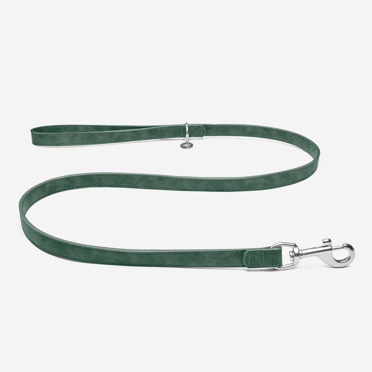 Rough Rough Leren Hondenriem - 130cm - Stevige Lijn Voor Grote en Kleine Honden - 1.3 Meter vaste lengte - Groen Leer (vegan)