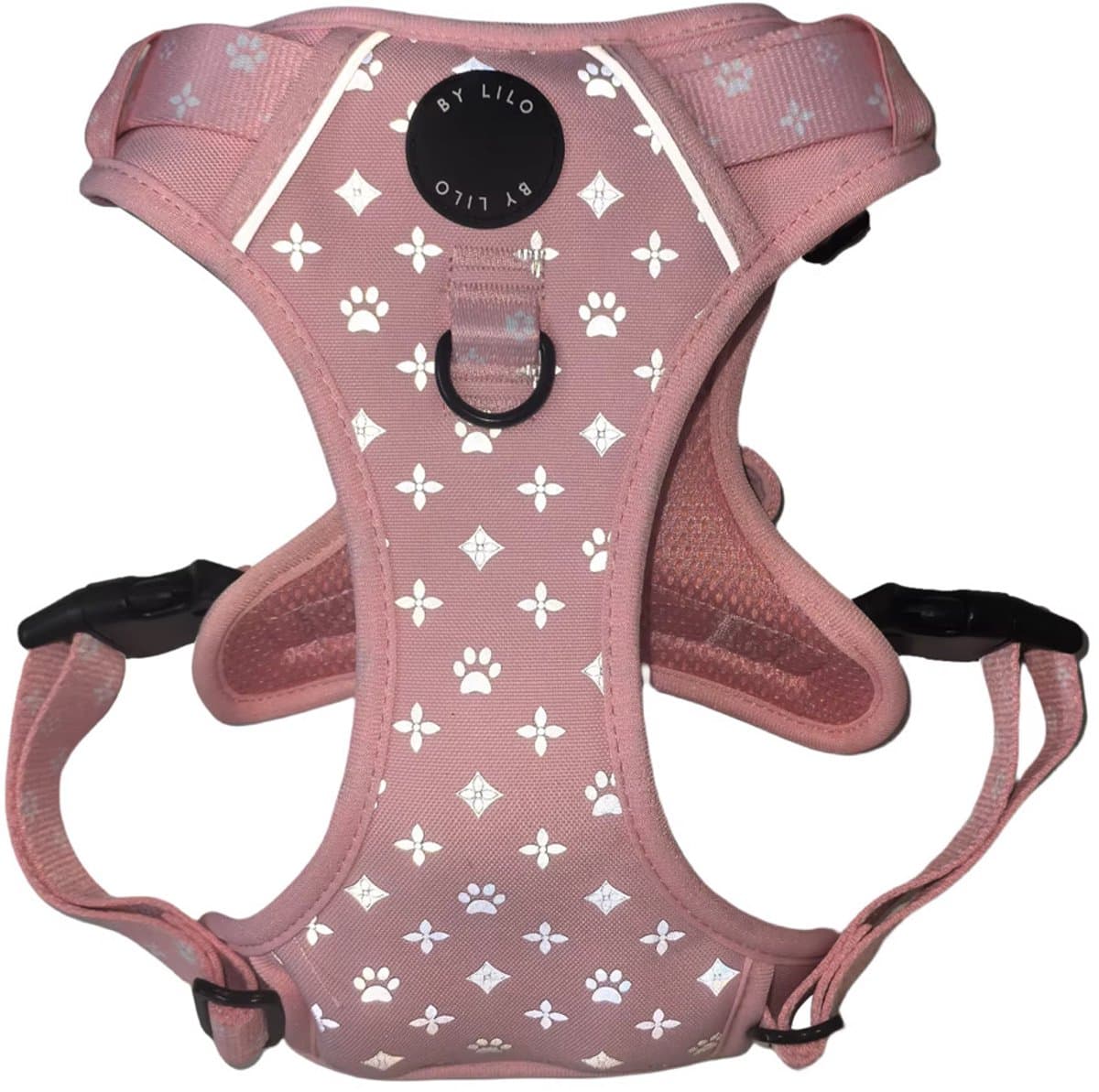By Lilo Reflecterend Antitrek Y-Tuig Hond – Roze – Verstelbaar – Met Handvat – Comfortabel Hondenharnas voor Middelgrote & Grote Honden – Veilig & Stijlvol