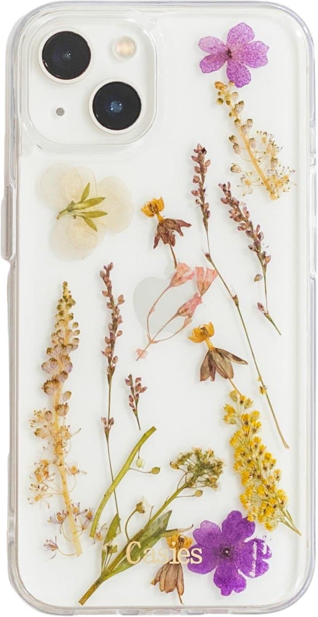 Casies droogbloemen hoesje geschikt voor Apple iPhone 16 Pro Max - gedroogde bloemen telefoonhoesje - Dried Flower Soft Case TPU - Transparant