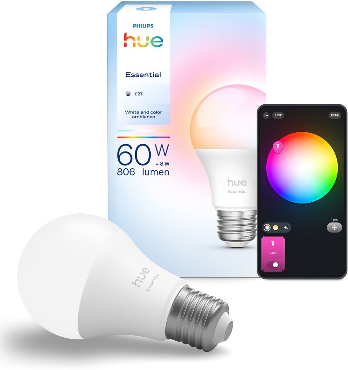 Philips Hue Essential A60 White and Color E27