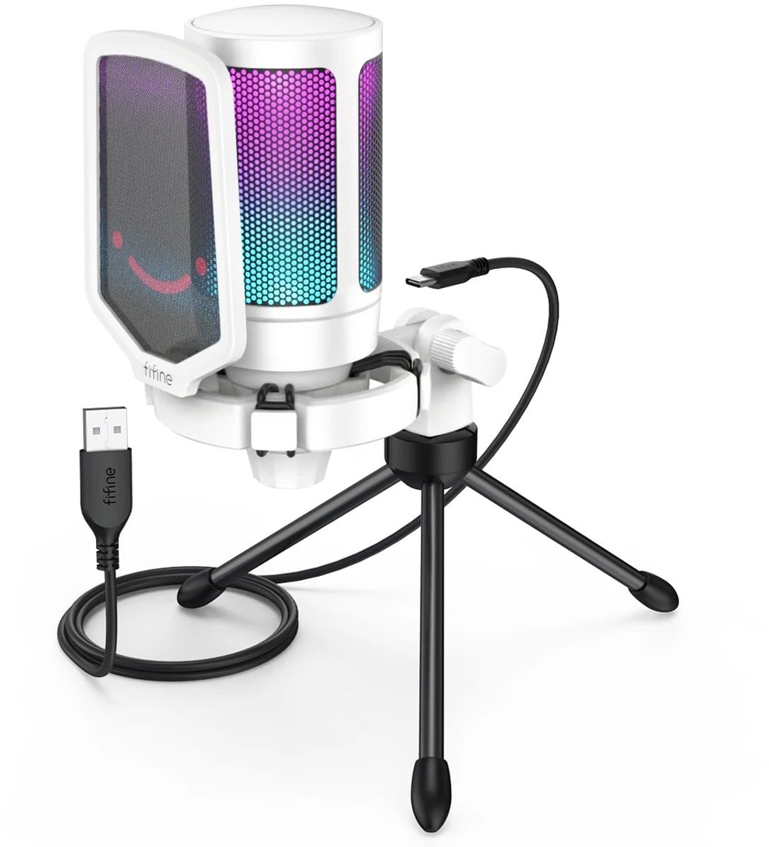 USB Microfoon - Wit - Condensator Microfoon Voor PC - Met Dempknop - Gaming Microfoon - Streamen - Podcast Microfoon