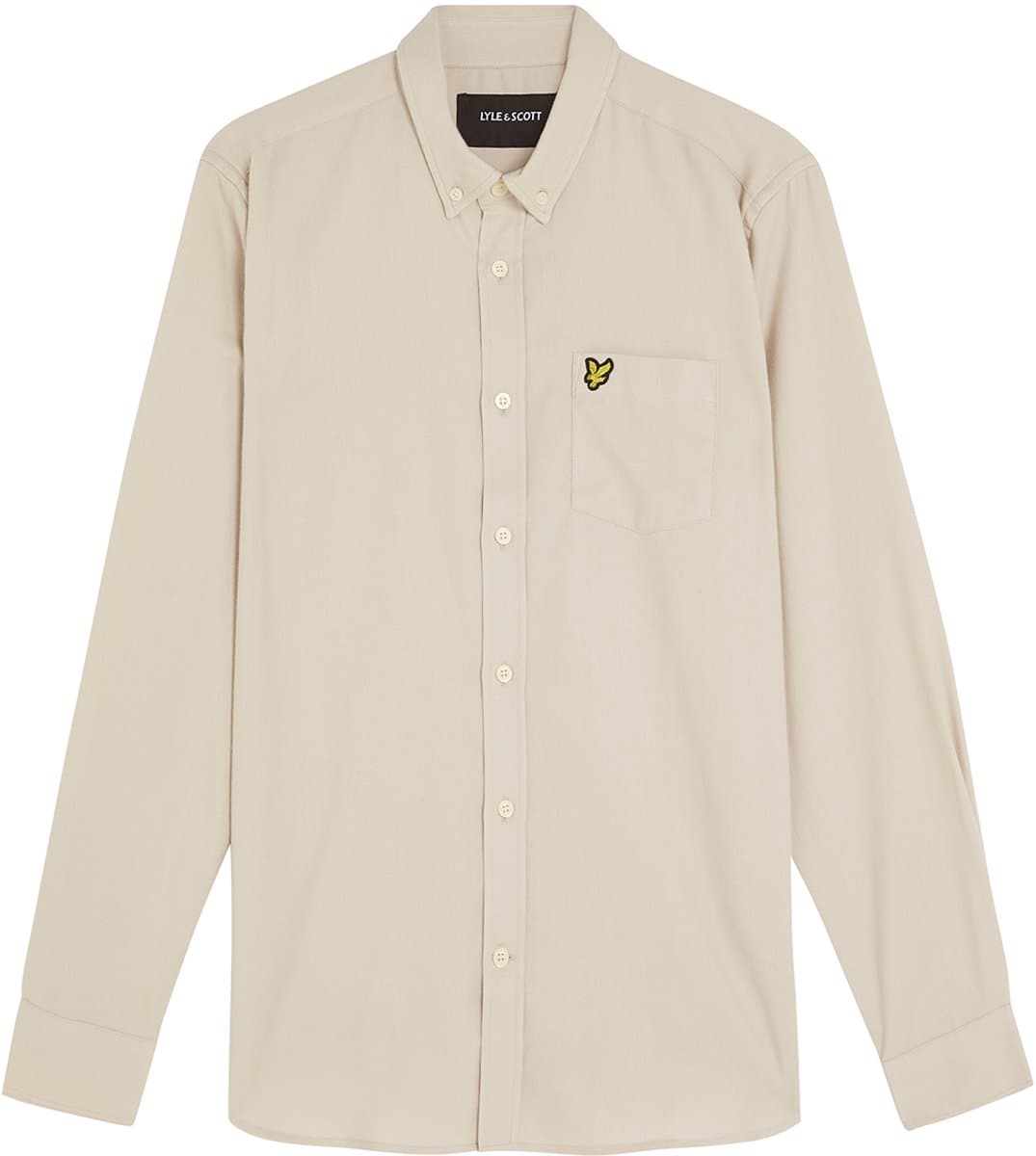 Lyle & Scott Plain Flannel Shirt - met lange mouwen - Heren Beige - Maat XL