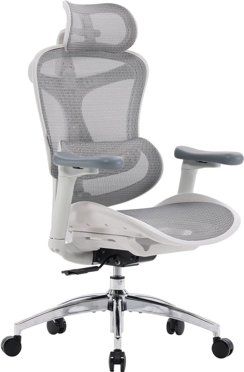 SIHOO Doro C300L Ergonomische Bureaustoel - 4D Armleuningen - Zelfaanpassende Lendensteun - Verstelbare Rugleuning - Mesh Rugleuning - 150kg - Kantoor/Thuis/Gaming - Inclusief gratis hoofdsteun - Wit