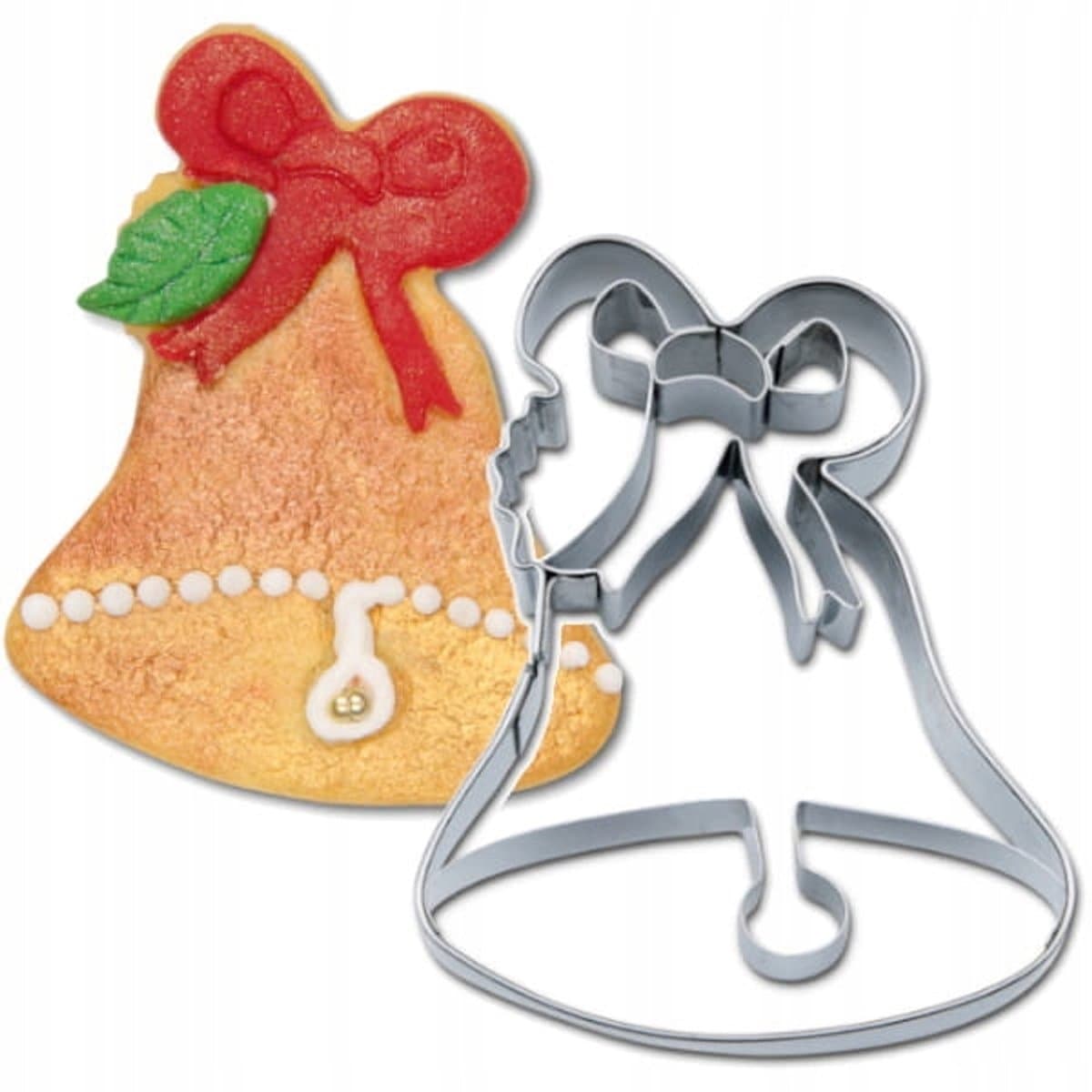 Kerstbel Koekjesblik met Strik - 8 cm