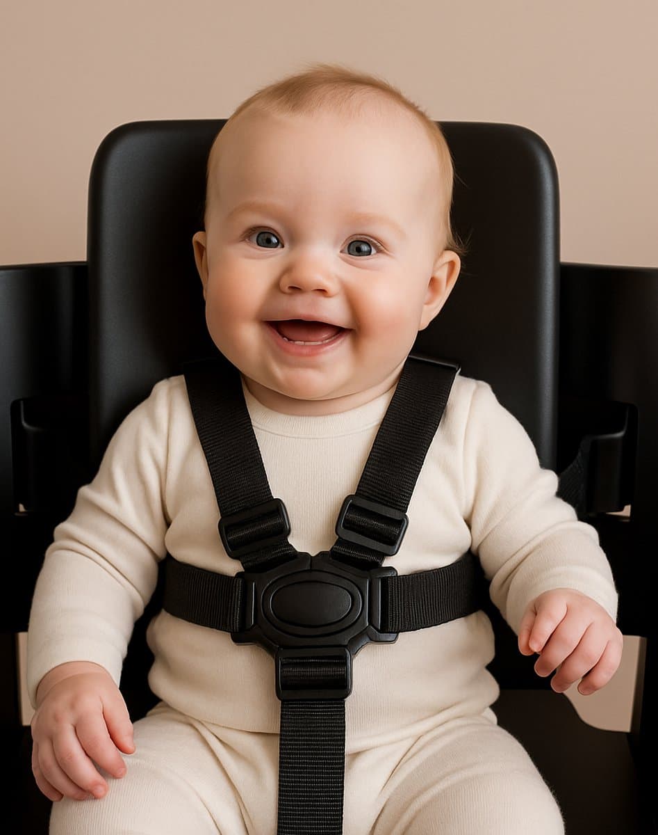 LuukyBB - Kinderstoel Tuigje - Zwart - Verstelbaar Baby Gordel Harness - Buggy Kinderwagen Riem Wipstoel Gordel - 5 Punts Harnass Veiligheidsgordel Riempjes Veiligheidstuigje Kind