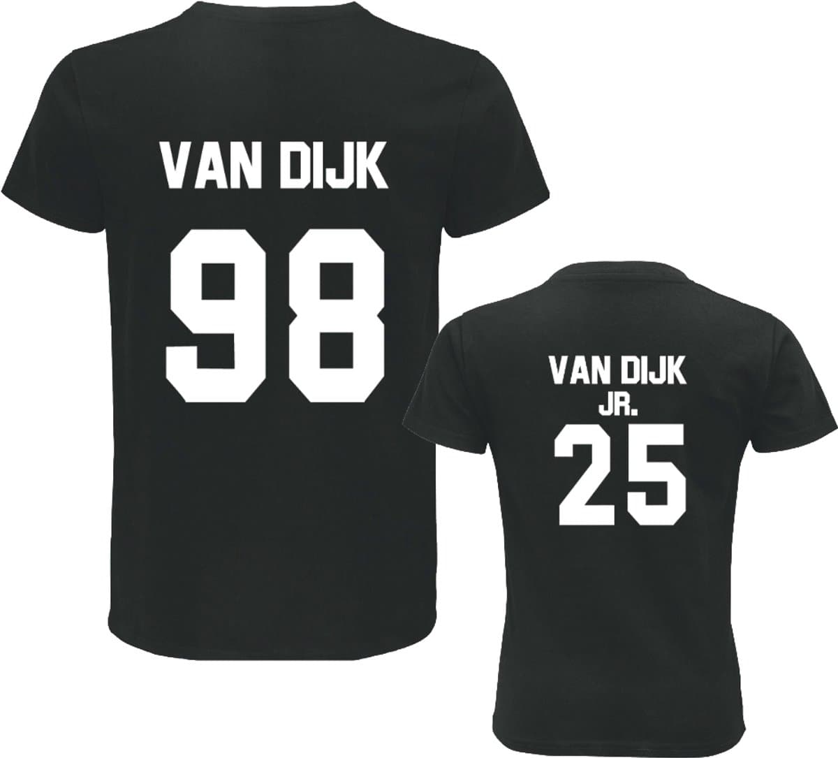 Matching shirts vader, zoon of dochter - met achternaam en geboortejaar-Vaderdag cadeau-Cadeau voor Papa-Heren Maat L-Kind Maat 86