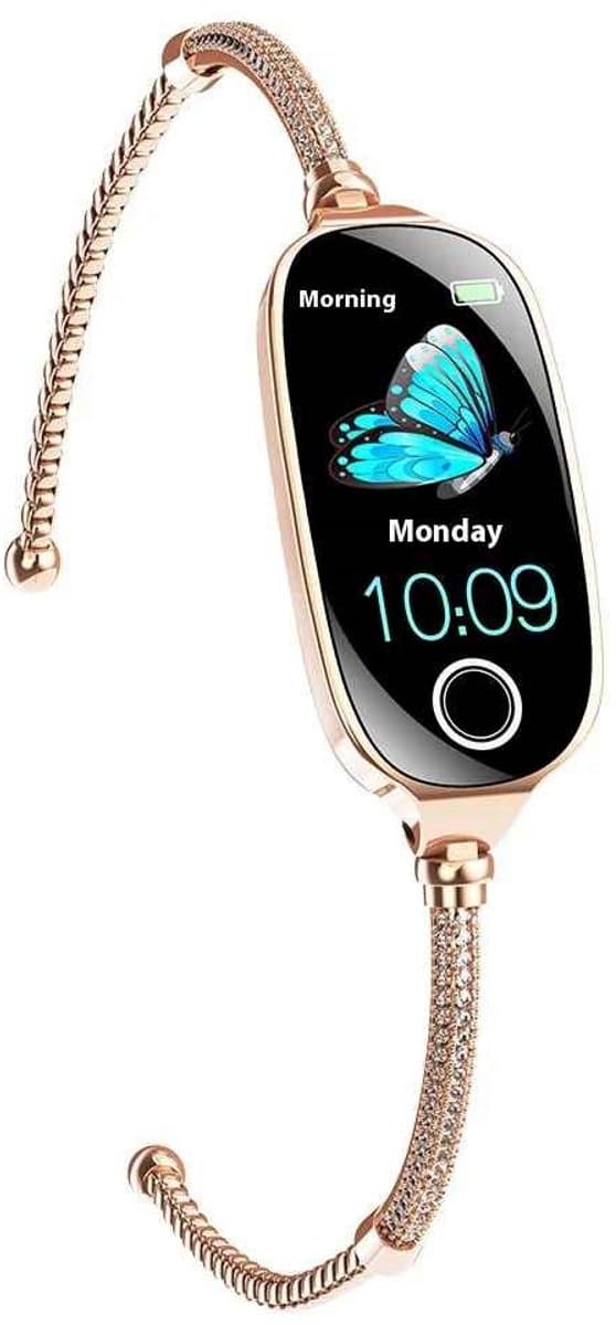 DrPhone EleganceX - Dames Smartwatch – HD Display – Hartslag – Bloeddruk - SpO2 – Temperatuur – Slaapmonitor - Menstruatie Tracking – Stappenteller – Sportmodi - IP67 en Notificaties – Rose
