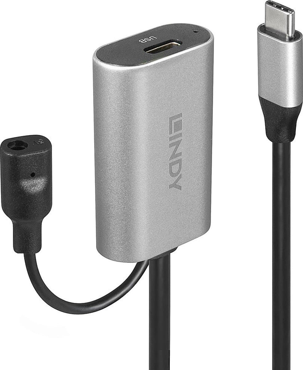 LINDY 43271 USB-kabel USB 3.2 Gen1 USB-C stekker, USB-C bus 5.00 m Zwart