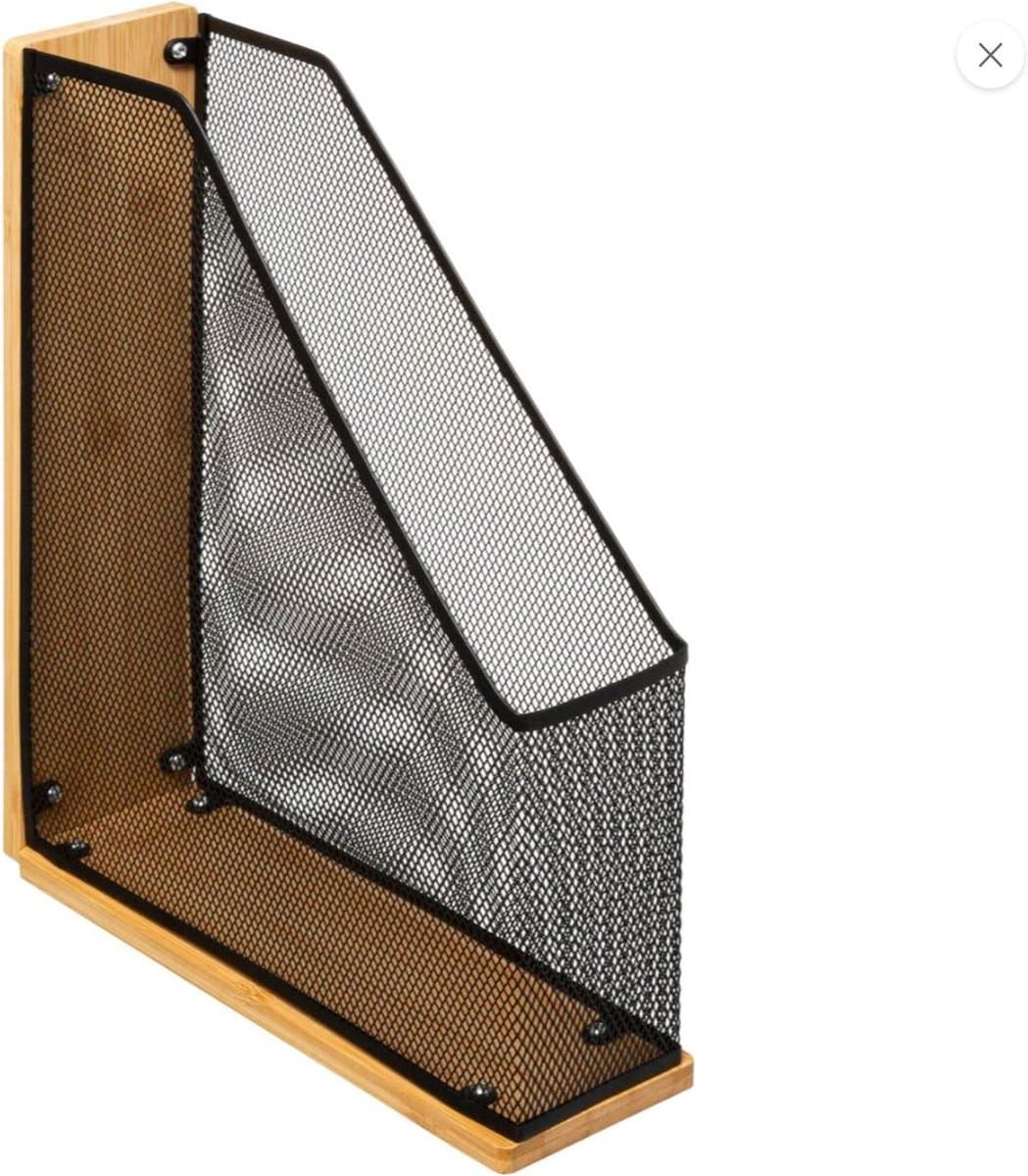 5five Metalen&Bamboe Bureau Organizer - Zwart, 9 x 27 x 33 cm