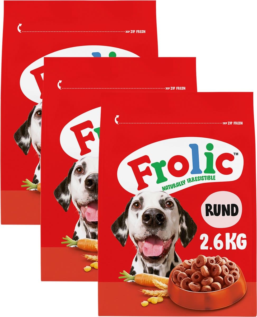 Frolic Hondenbrokken - Compleet Droogvoer - Rund, Worteltjes & Granen - 3x2.6 kg