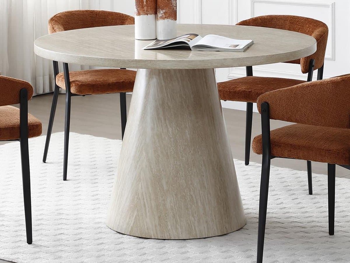 Vente-unique Uitschuifbare eettafel voor 4 personen van mdf - Beige natuursteeneffect - LARIOZA