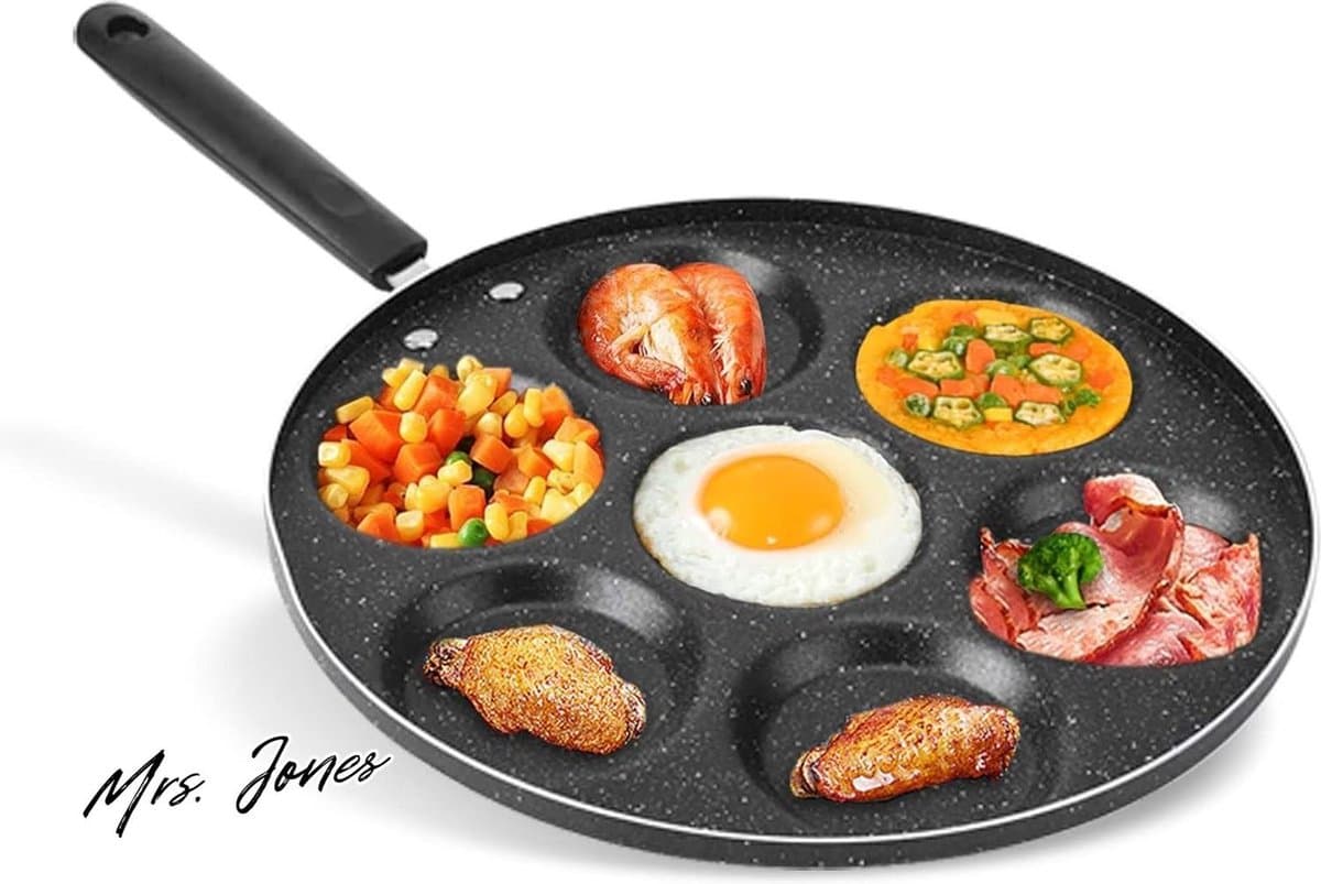 Mrs. Jones 7 Gaten Koekenpan Non Stick voor Gasfornuis Ei Muffin Maker Aluminium Keuken Kookgerei Pan .