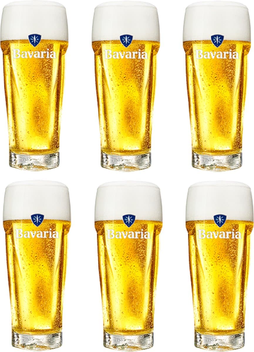 Bavaria Bierglazen - 250 ml - 6 stuks - Bierglas voor koude dranken - Set voor gezellige momenten - Vaatwasserbestendig - Helder glas - 155 mm hoog - Glaswerk - Bierglazen