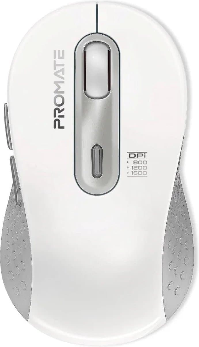 ProMate® Ken - Draadloze Muis - Ergonomisch Ontwerp - Dual-Mode Bluetooth en Receiver Plug - 1600 DPI - 150 Uur Werktijd - Voor Kantoor en Thuis - Hoge Precisie - Comfortabel Gebruik - Wit