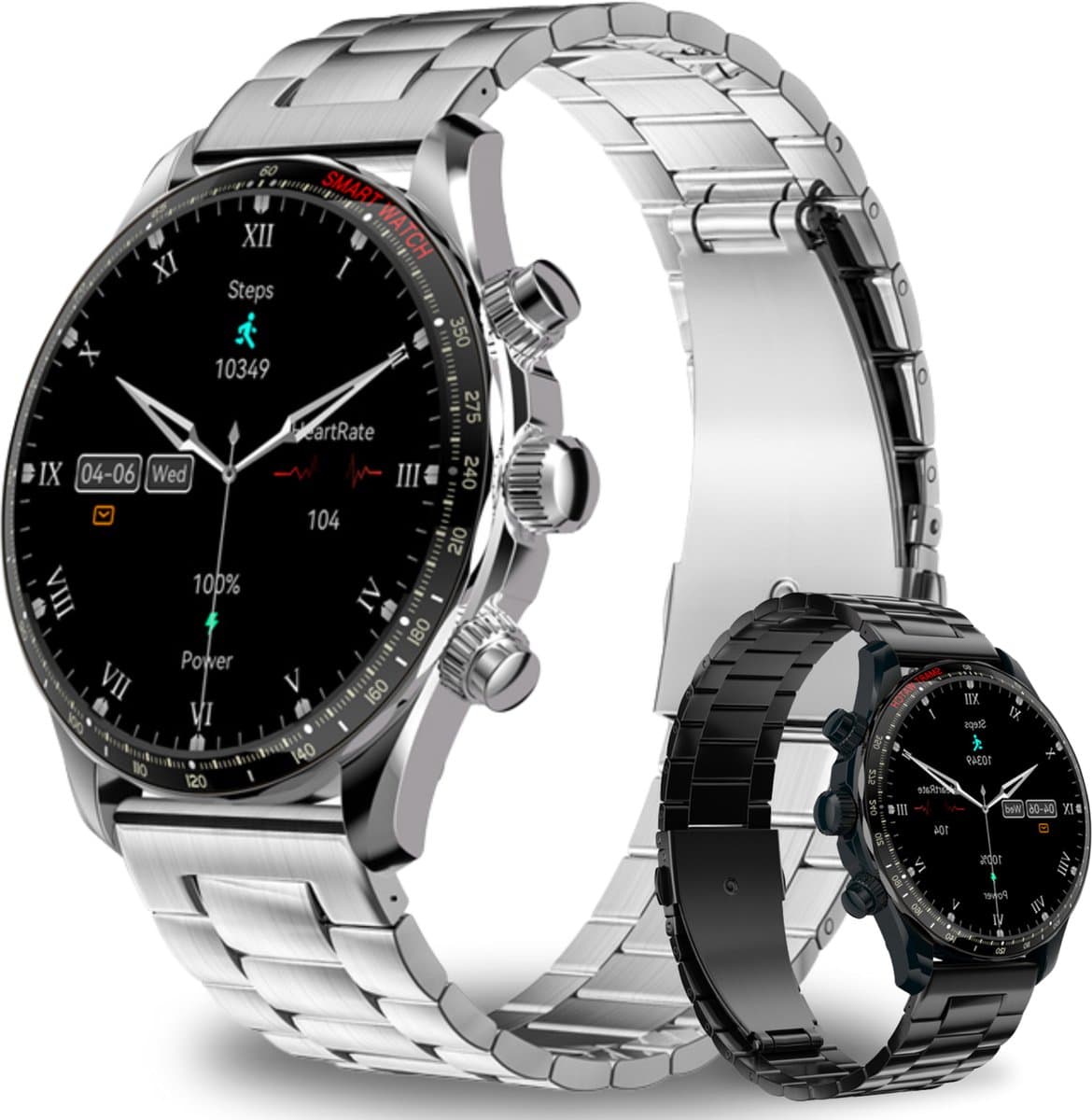FOXLY Smartwatch M68 Touch screen - 45mm - IP67 Waterdicht - Android - iOS - Heren & Dames - Zilver