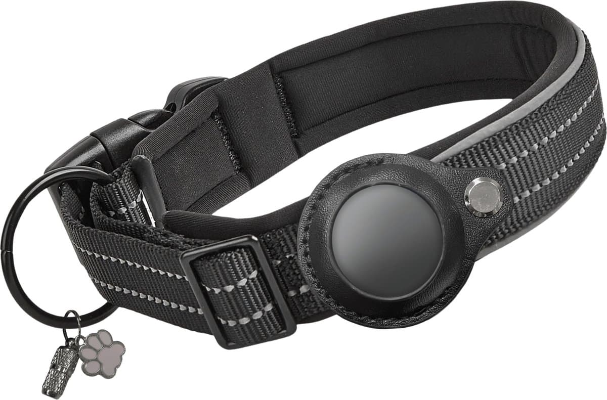 Vulpes Goods® Pets - Hondenhalsband geschikt voor Apple AirTag - Apple Airtag Halsband voor Honden Pro - Veilig, lichtgewicht, reflecterend & comfortabel - Anti-kras en Waterbestendig - Incl. 2 accessoires - 30.5-36 CM - S
